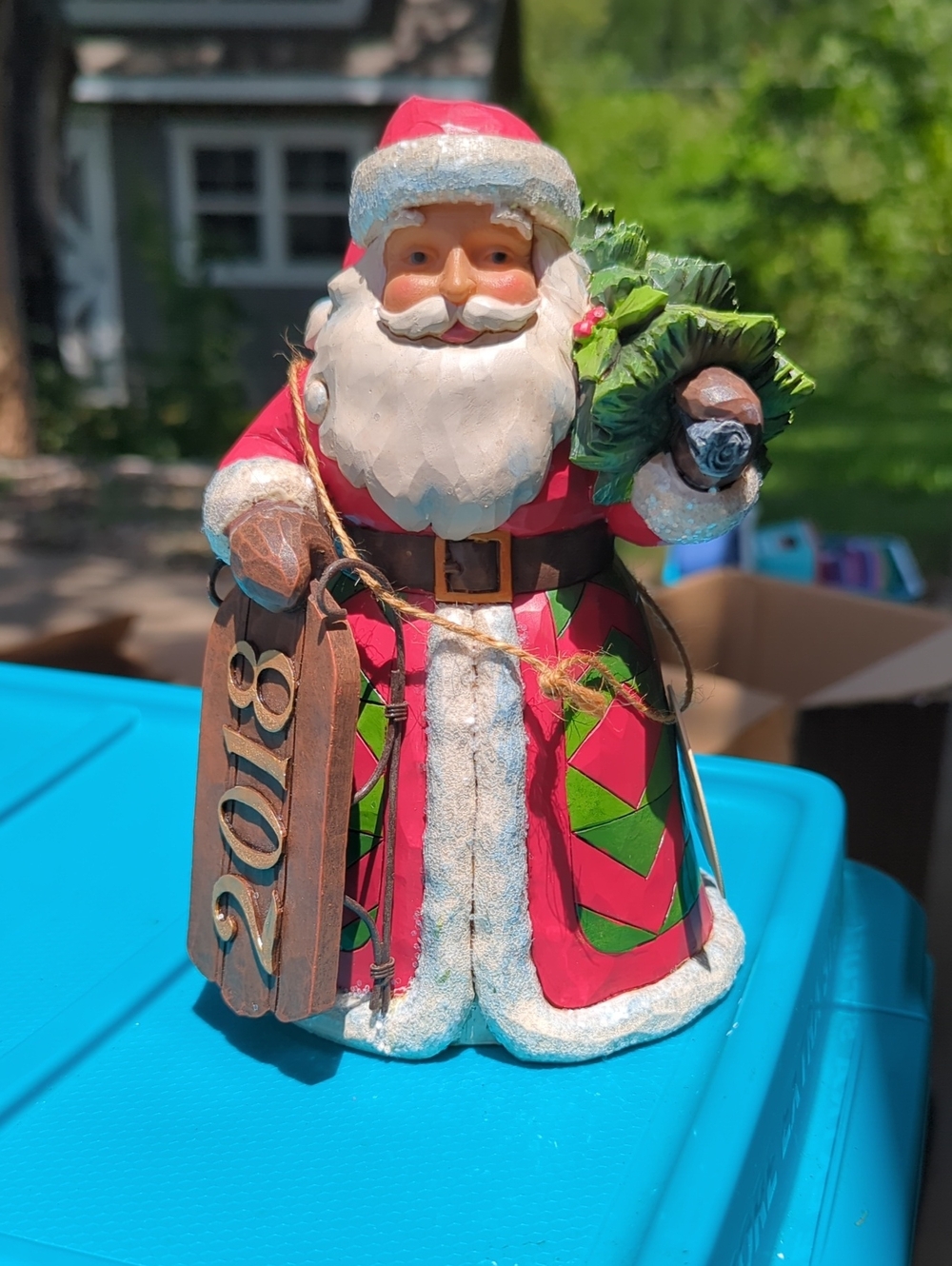 Jim Shore Red and Green Santa with 2018 Sled